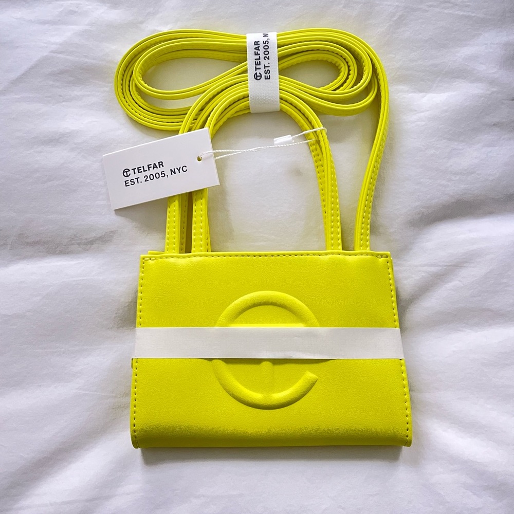 Telfar bag, small, highlighter yellow